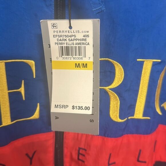 Perry Ellis Vibrant Blue and Red Windbreaker - Picture 3 of 7